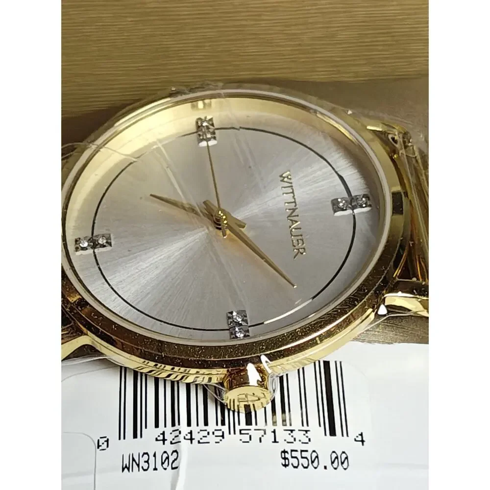 Nwt Wittnauer $550 WN3102 Store Display Men's Silver-Tone Dial Gold Watch